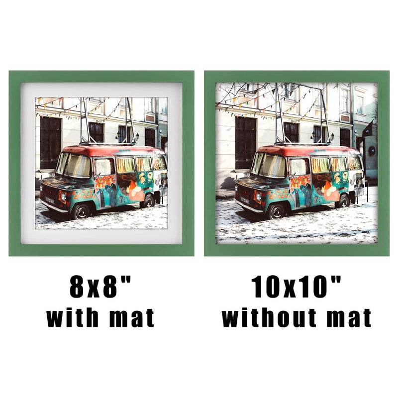 WUTL 10x10 Green Picture Frames Square Classic Natural Wood 4 Pack for Wall Mounting and Tabletop Display - Image 3